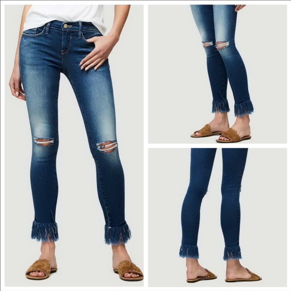 Frame de la skinny fringe jeans